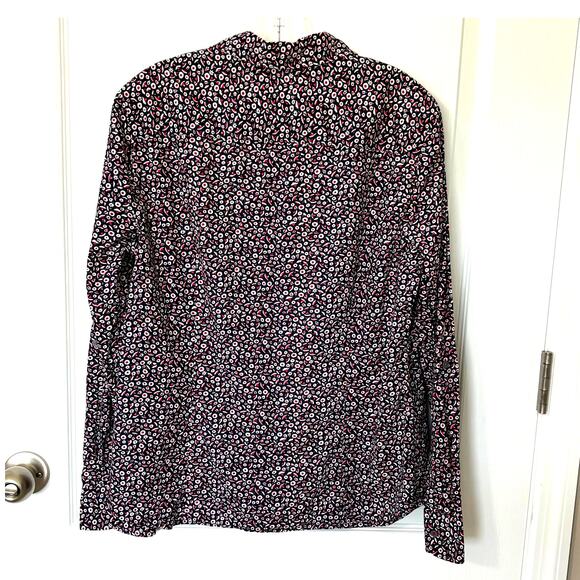 Talbots Wms 14 Blue Red Printed Roll Tab Button Up Shirt Business Casual Office - Picture 3 of 9